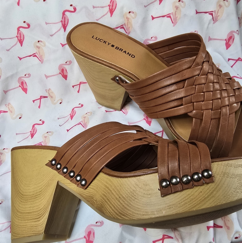 Lucky Brand Tellimi Platform Sandal, Brandy, Size 10 - Picture 4 of 6